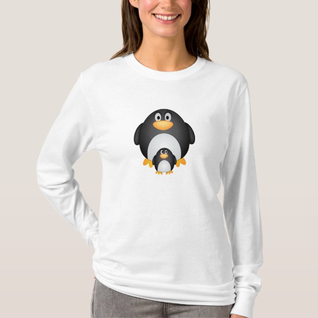 Camiseta Pingüino de la mamá/del papá y del bebé (Anverso)