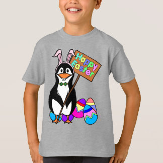 Camiseta Pingüino de Pascua con Huevos de Colores