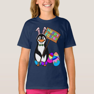 Camiseta Pingüino de Pascua con huevos de colores