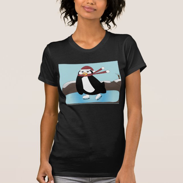 Camiseta pingüino de patinaje sobre hielo (Anverso)