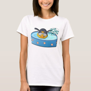 Camiseta Pingüino del dibujo animado en piscina