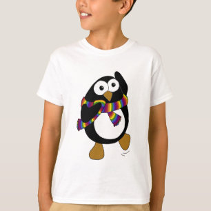Camiseta Pingüino del dibujo animado que lleva una bufanda