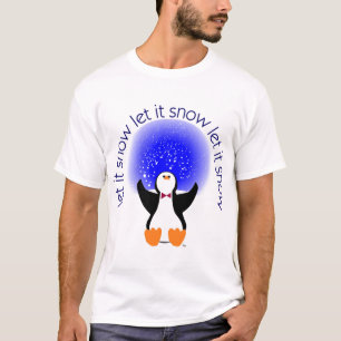 Camiseta ¡Pingüino del globo de la nieve - déjelo nevar!