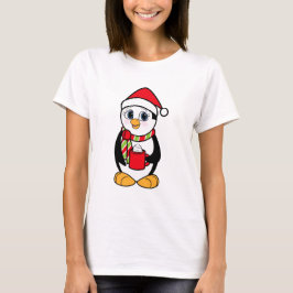 Camiseta Pingüino del navidad con la taza de cacao