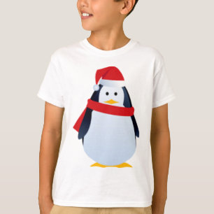 Camiseta Pingüino del navidad en un gorra de Santa