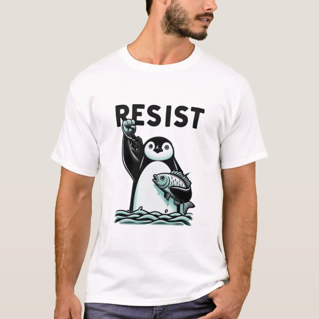 Camiseta Pingüino desafiante resiste Ilustracion para activ (Anverso)