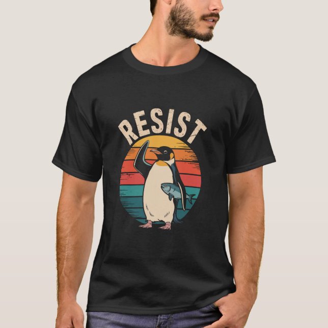 Camiseta Pingüino Divertido Resiste Protesta Contra Arancel (Anverso)