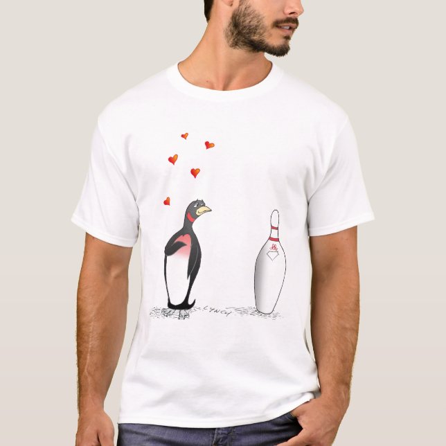 Camiseta Pingüino en amor con el Pin de bolos (Anverso)
