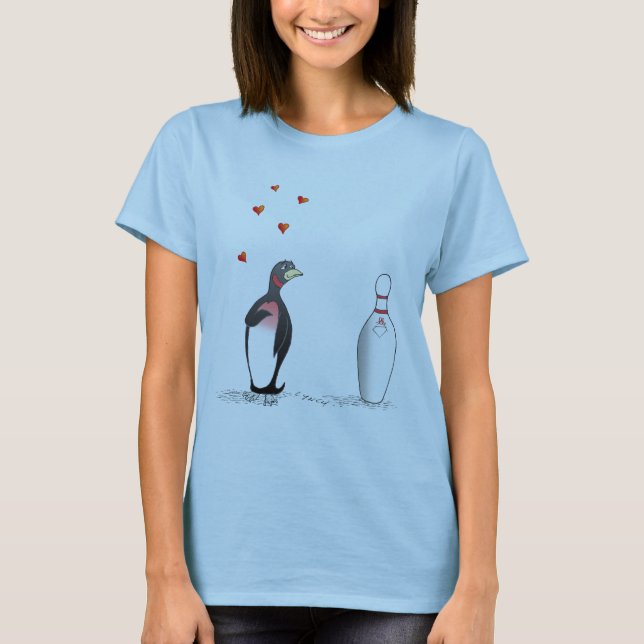 Camiseta Pingüino en amor con el Pin de bolos (Anverso)