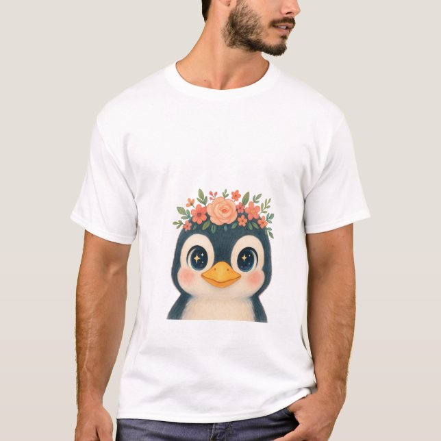 Camiseta Pingüino en Bloom Whimsical (Anverso)