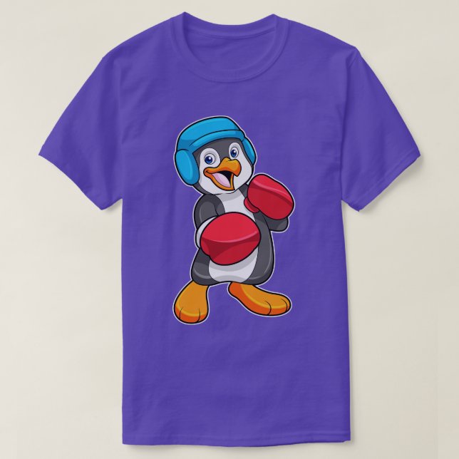 Camiseta Pingüino en Boxeo con Casco de Guantes de Box (Diseño del anverso)