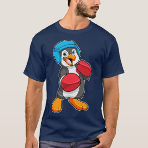 Camiseta Pingüino en Boxeo con Casco de Guantes de Box