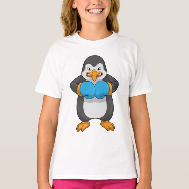 Camiseta Pingüino en boxeo con guantes de boxeo (Anverso)