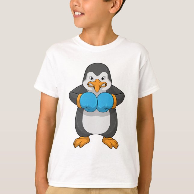 Camiseta Pingüino en boxeo con guantes de boxeo (Anverso)