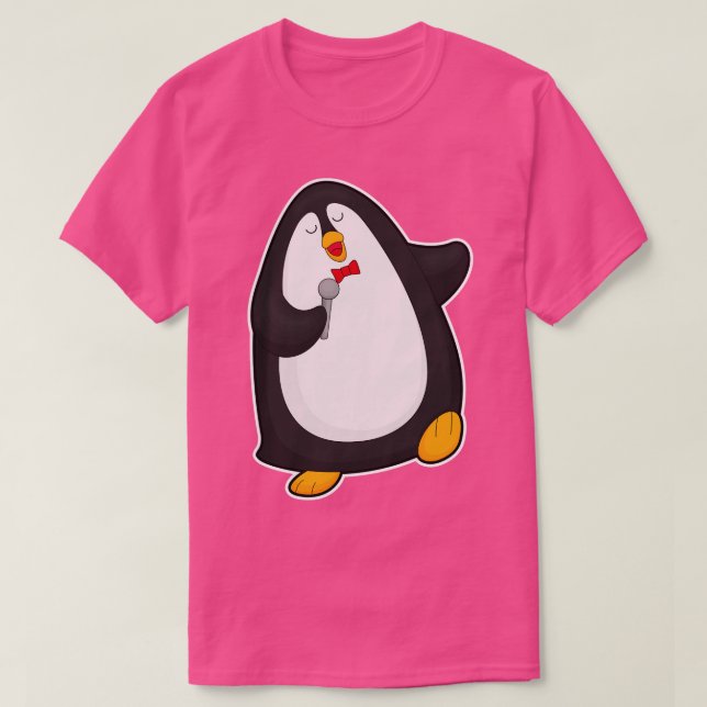 Camiseta Pingüino en canto con micrófono (Diseño del anverso)