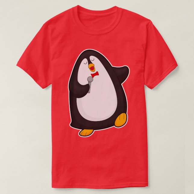 Camiseta Pingüino en canto con micrófono (Diseño del anverso)