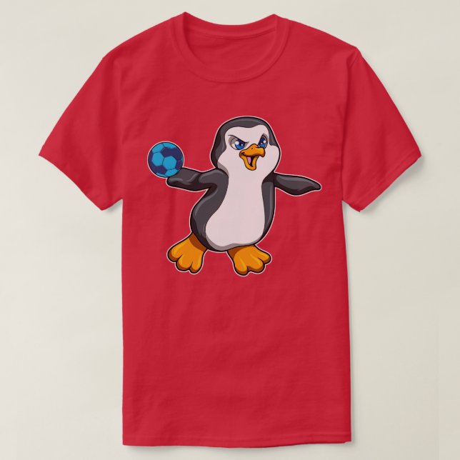 Camiseta Pingüino en Deportes con Balonmano (Diseño del anverso)