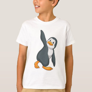 Camiseta Pingüino en ejercicio de Stretching de Yoga