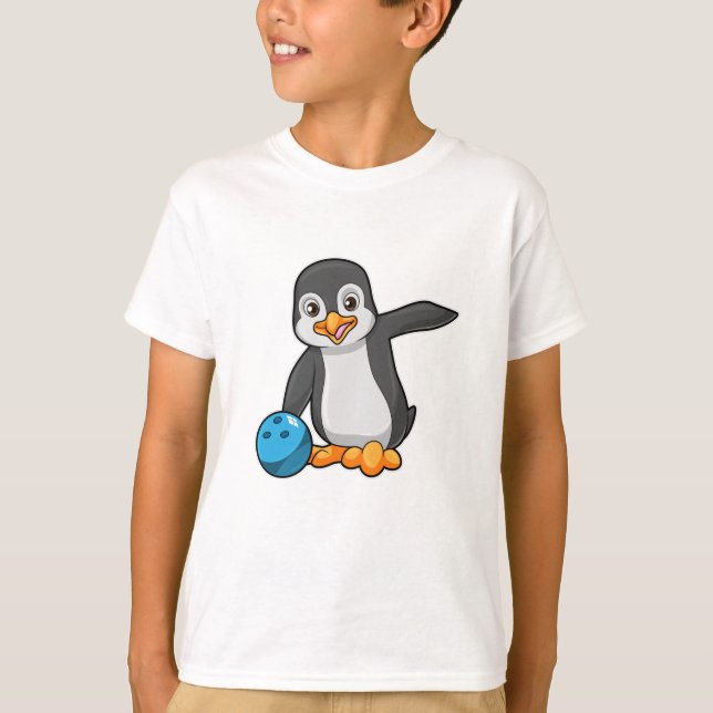 Camiseta Pingüino en el Bowling con bolas (Anverso)