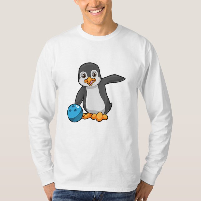Camiseta Pingüino en el Bowling con bolas (Anverso)