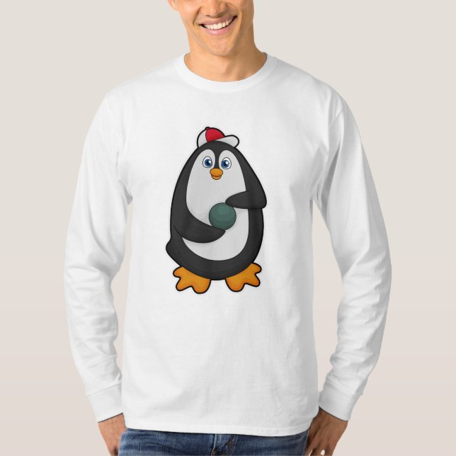 Camiseta Pingüino en el Bowling con bolas (Anverso)