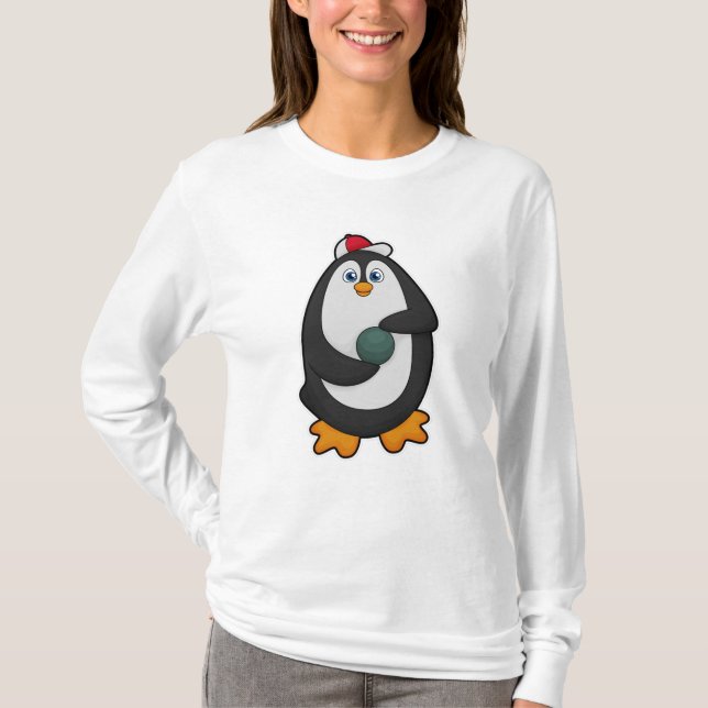 Camiseta Pingüino en el Bowling con bolas (Anverso)