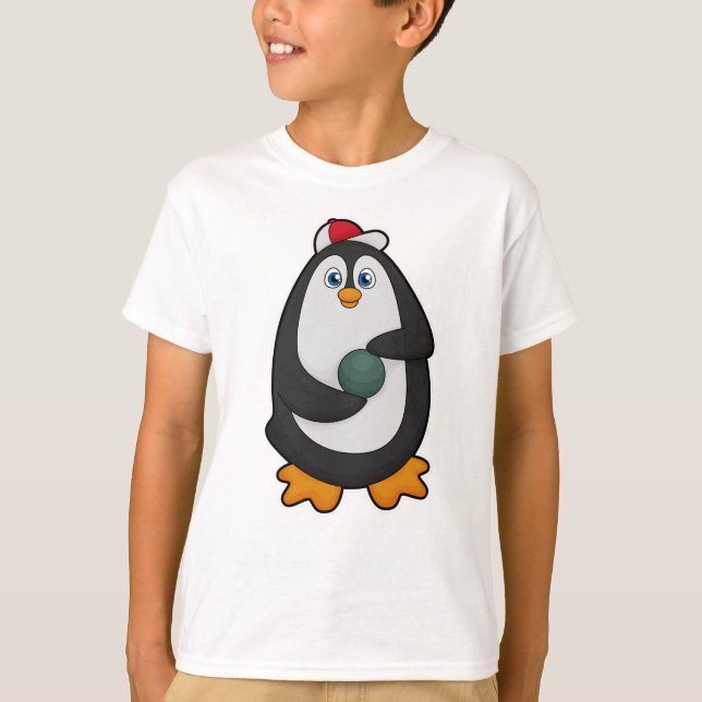 Camiseta Pingüino en el Bowling con bolas (Anverso)