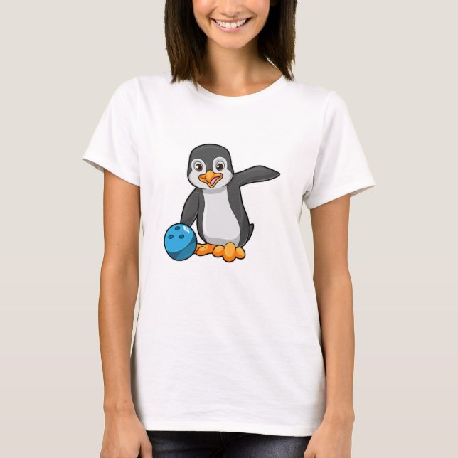 Camiseta Pingüino en el Bowling con bolas (Anverso)