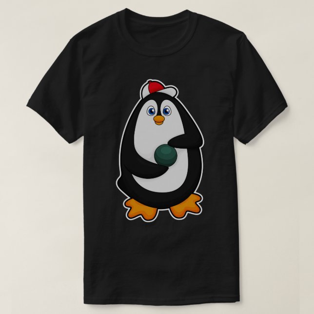 Camiseta Pingüino en el Bowling con bolas (Diseño del anverso)