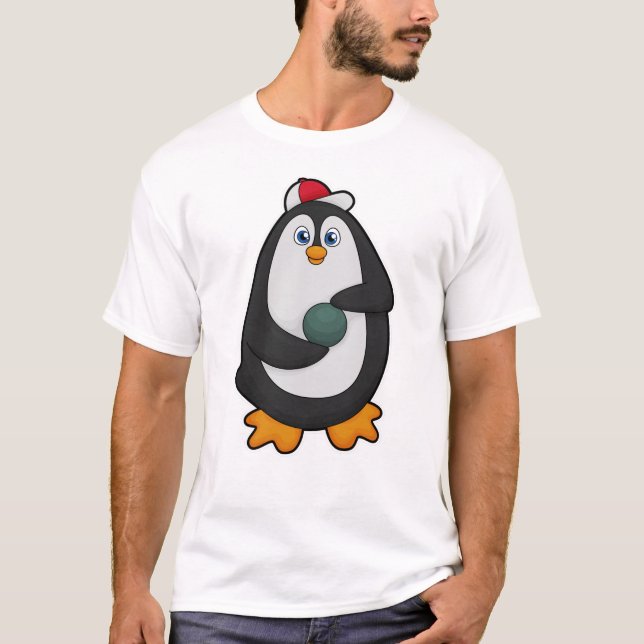 Camiseta Pingüino en el Bowling con bolas (Anverso)