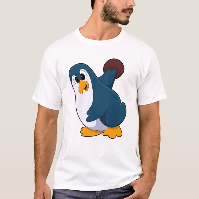 Camiseta Pingüino en el Bowling con bolas (Anverso)