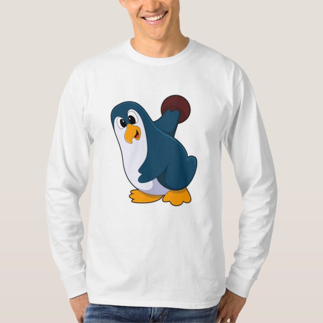 Camiseta Pingüino en el Bowling con bolas (Anverso)