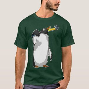 Camiseta Pingüino en hockey con bastón de hockey