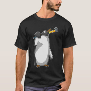 Camiseta Pingüino en hockey con bastón de hockey