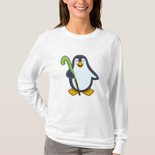 Camiseta Pingüino en hockey con bate de hockey