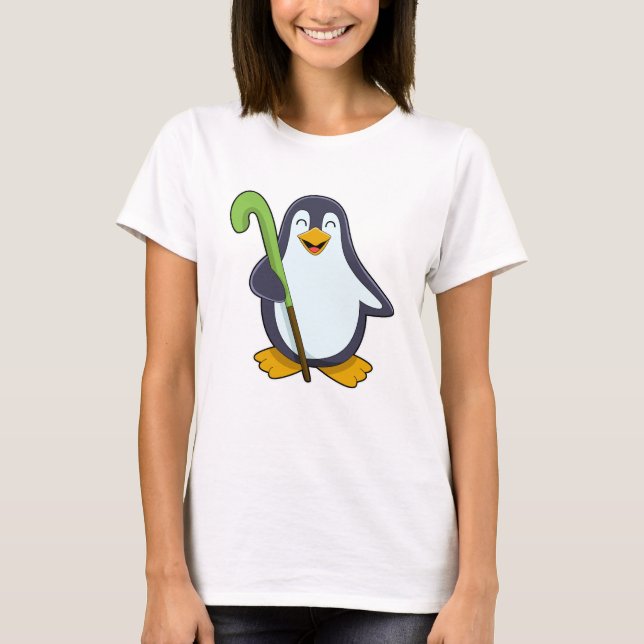 Camiseta Pingüino en hockey con bate de hockey (Anverso)
