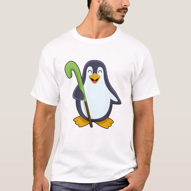 Camiseta Pingüino en hockey con bate de hockey (Anverso)