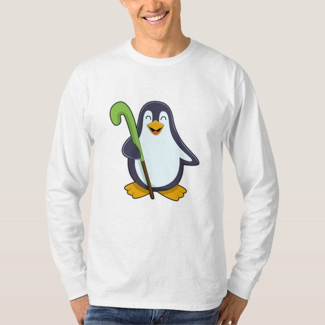 Camiseta Pingüino en hockey con bate de hockey (Anverso)