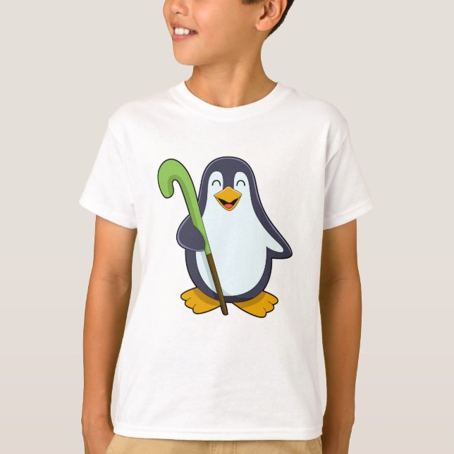 Camiseta Pingüino en hockey con bate de hockey (Anverso)