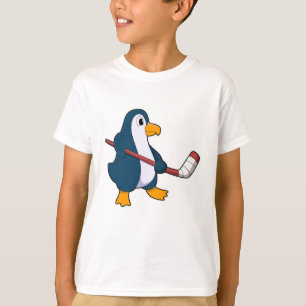 Camiseta Pingüino en hockey sobre hielo con bastón de hocke