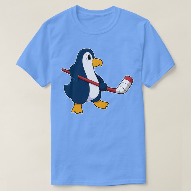 Camiseta Pingüino en hockey sobre hielo con bastón de hocke (Diseño del anverso)