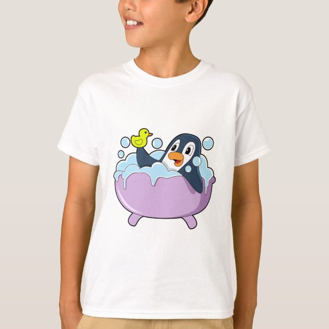 Camiseta Pingüino en la bañera con pato (Anverso)