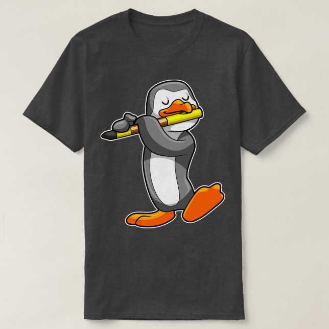 Camiseta Pingüino en Music with Flute (Diseño del anverso)
