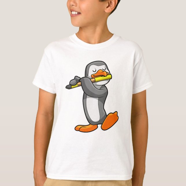 Camiseta Pingüino en Music with Flute (Anverso)