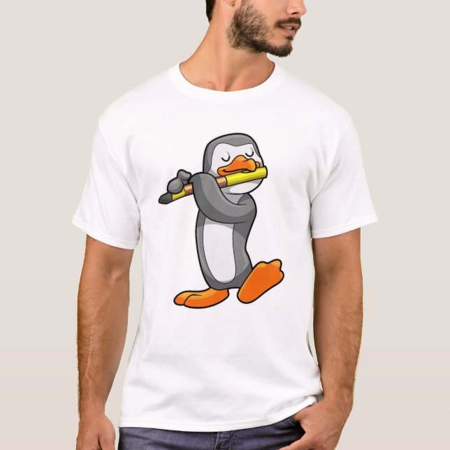 Camiseta Pingüino en Music with Flute (Anverso)