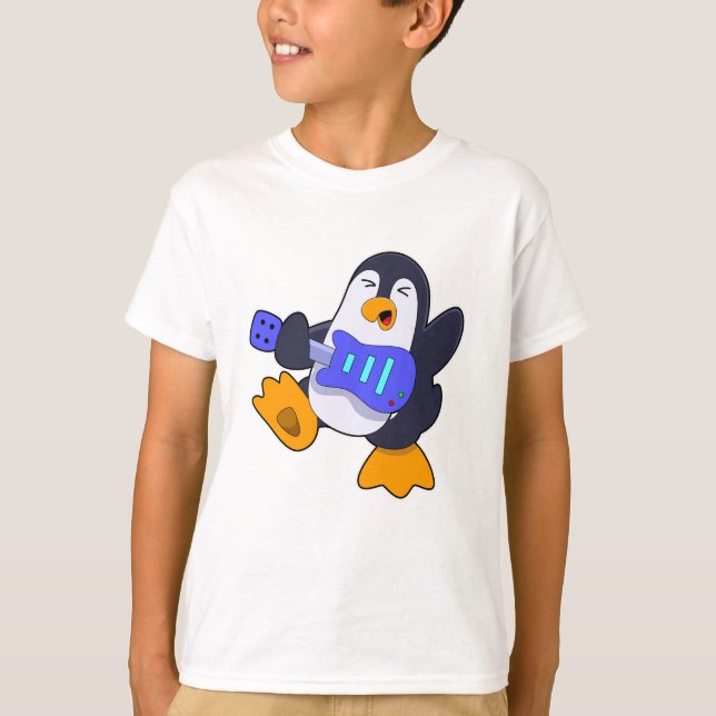 Camiseta Pingüino en Música con Guitarra (Anverso)