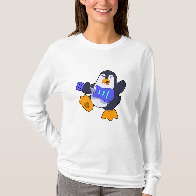 Camiseta Pingüino en Música con Guitarra (Anverso)