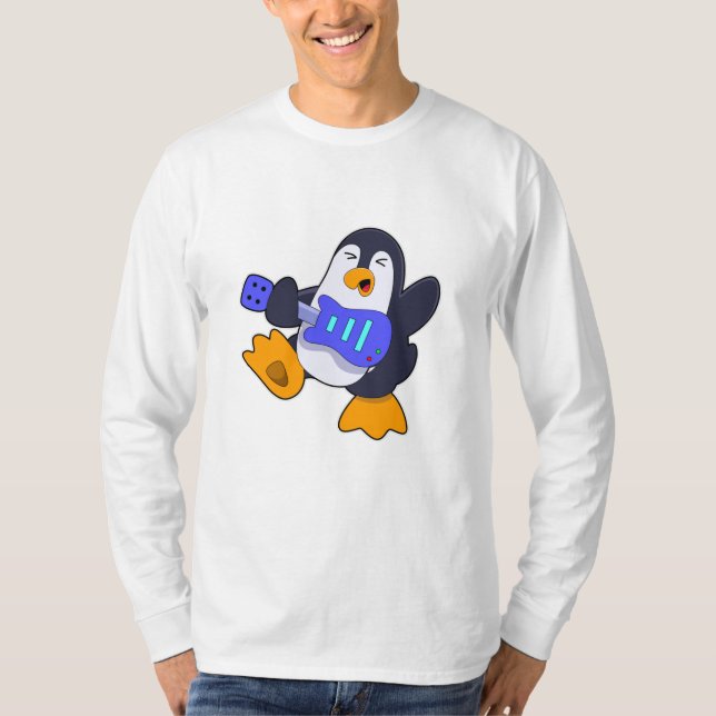 Camiseta Pingüino en Música con Guitarra (Anverso)