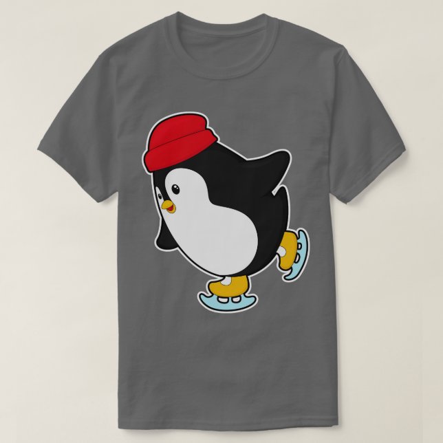 Camiseta Pingüino en patinaje sobre hielo con Gorra (Diseño del anverso)
