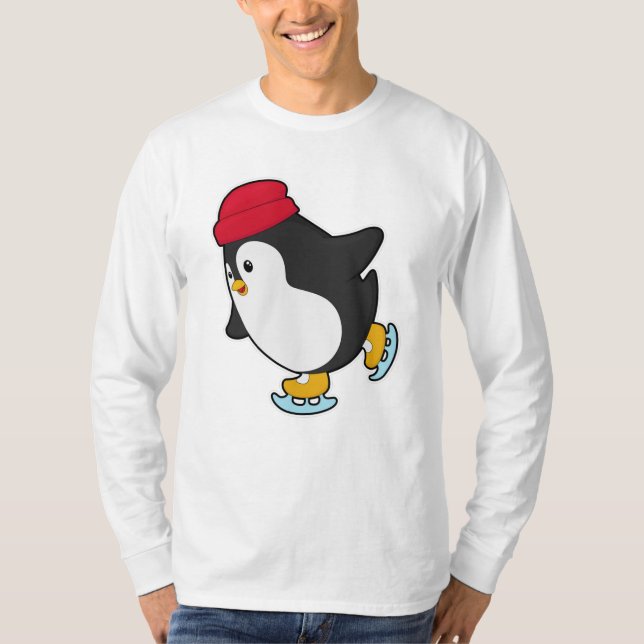 Camiseta Pingüino en patinaje sobre hielo con Gorra (Anverso)